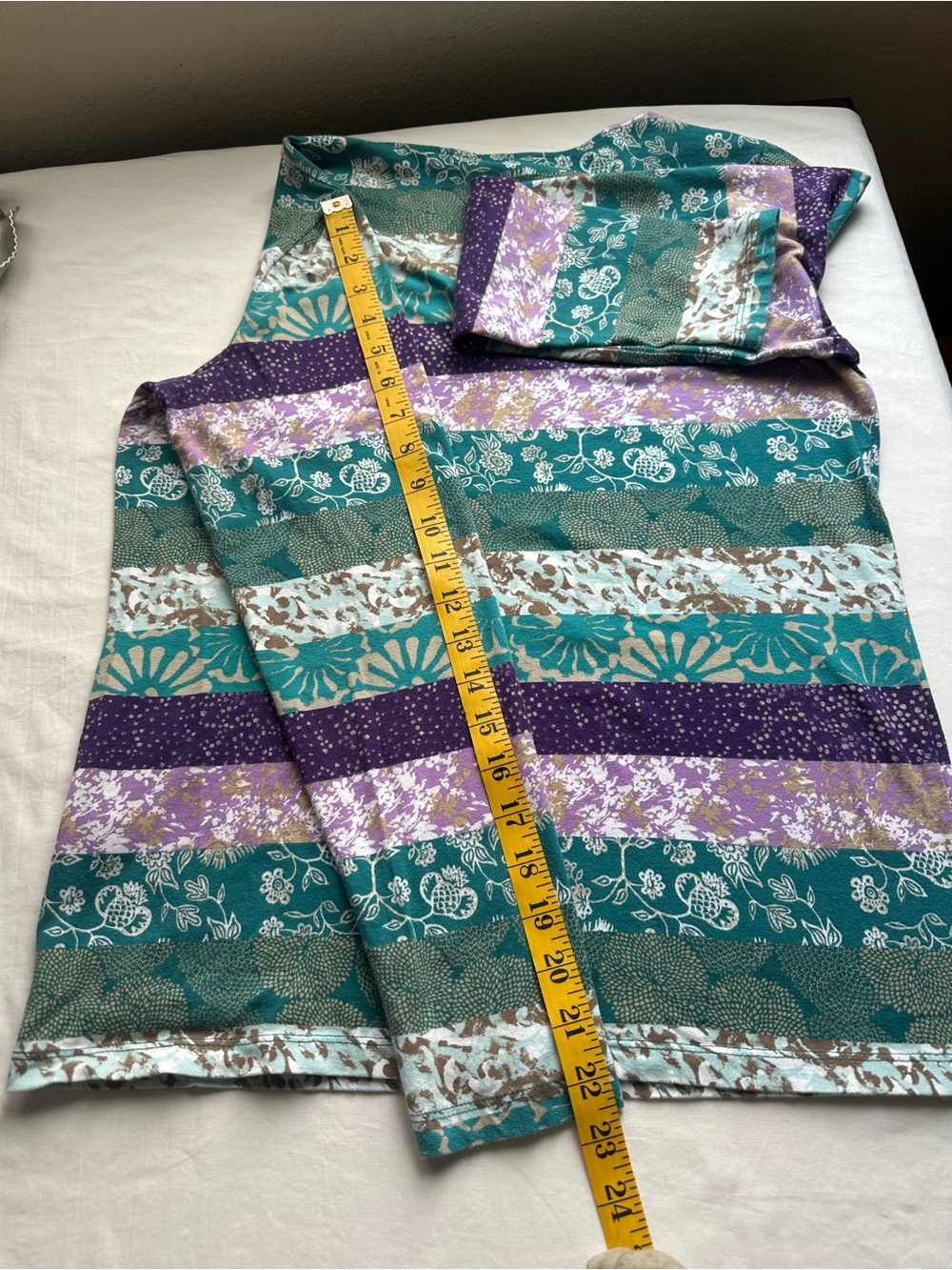 Christopher & Banks Green Purple Floral Patchwork Long Sleeve Top Size S - Picture 6 of 8